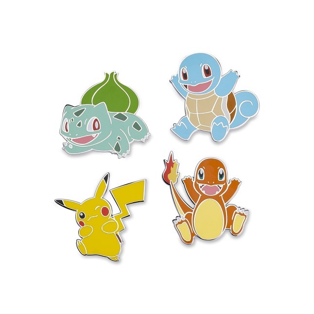 Bulbasaur, Charmander, Squirtle & Pikachu Pokémon Pins (4-Pack)